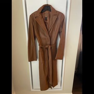 BCBG camel leather trench, size 6